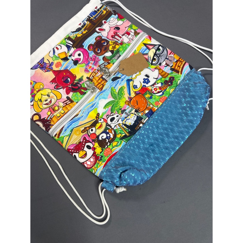 Animal Crossing New Horizons Drawstring Backpack Character Print Zipper Bag